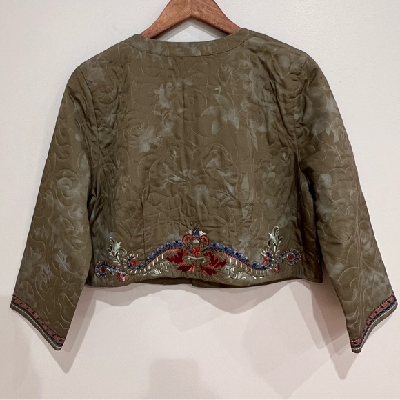 Soft Surroundings NWT D’oro Bolero Jacket in Olive Desert Beaded Embroidered, M - Picture 9 of 13